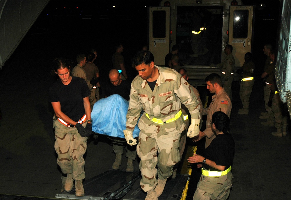 Servicemembers assigned to the 332nd Expeditionary Medical Group