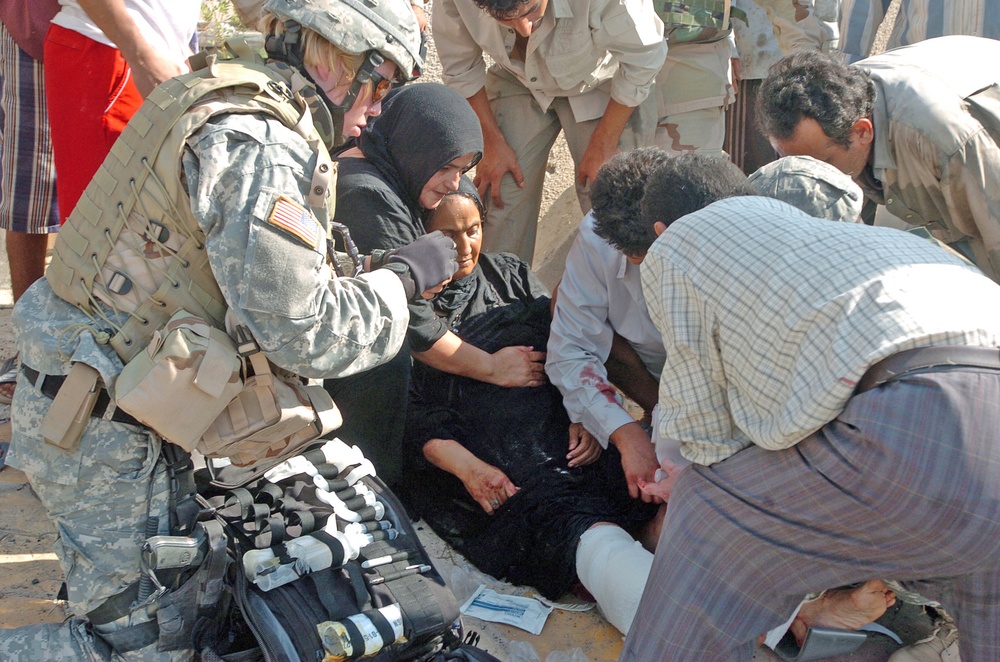 U.S. Medics Treat Iraqi Injured by Car Bomb
