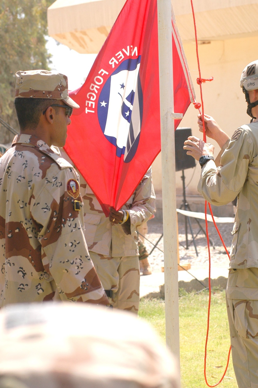 3rd Brigade Combat Team Soldiers remove the Colors
