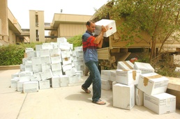 Hundreds of boxes of college textbooks