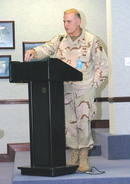 Col. Guys Sands-Pingot speaks at Third U.S. Army Headquarters