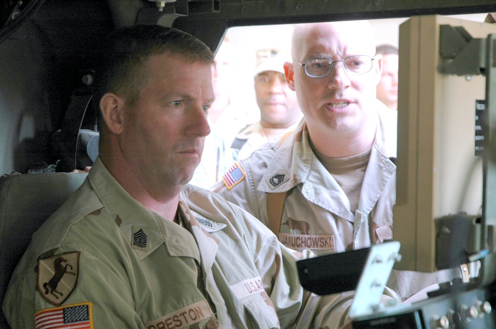 SMA Preston receives instruction on the Common Remotely Operated Weapons