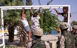 Monkey Bars Spring Toys Constructed from Scrap Metal and Old Parts