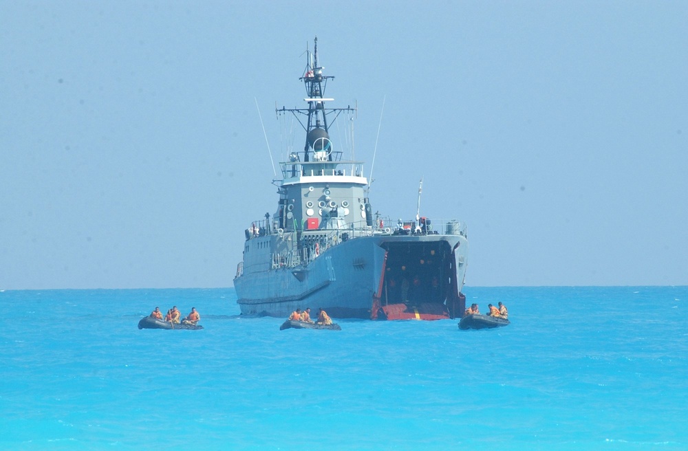 An Egyptian ship opens its well deck