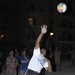 A Jordanian soldier serves the ball