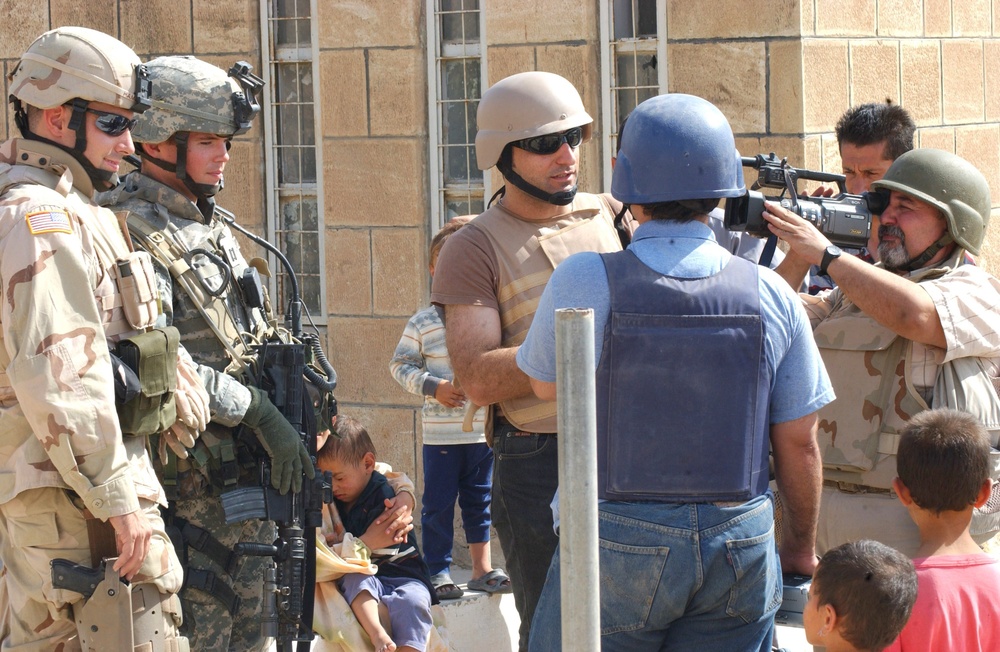 Capt. Hambleton and Capt. Browning talk to reporters