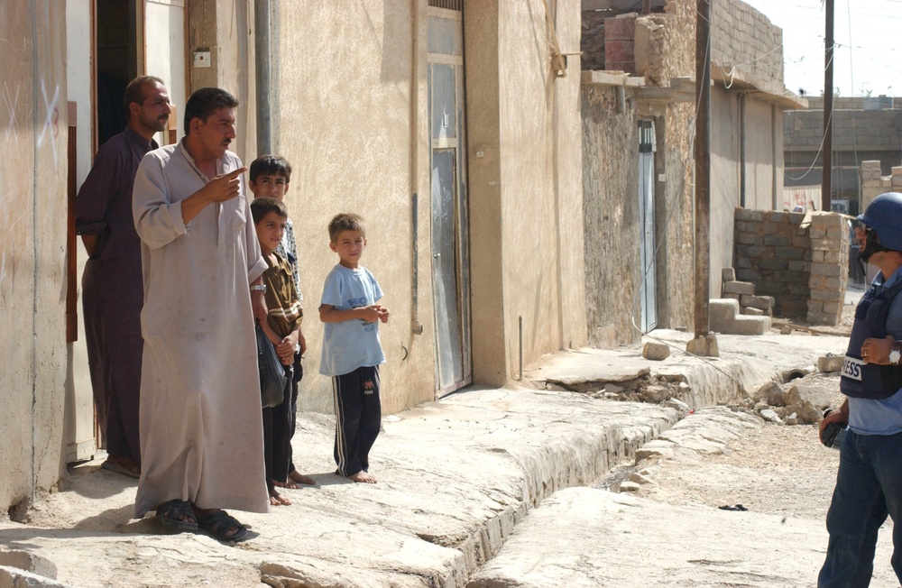 Families living in Tall Afar, Iraq came out of their homes to speak with re