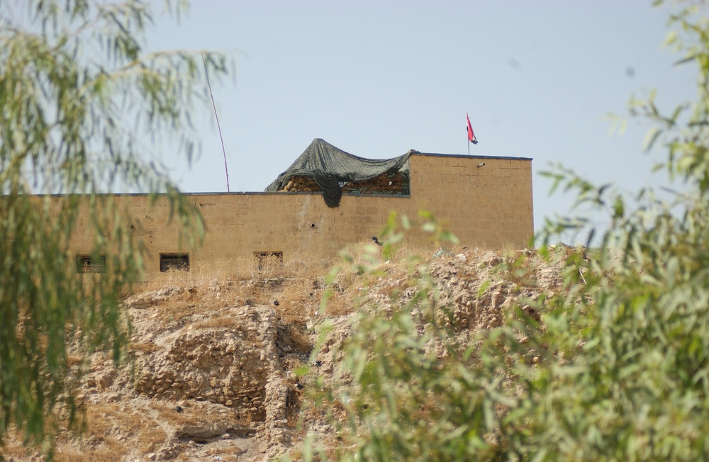 An Iraqi Security Forces position sits high on a hill