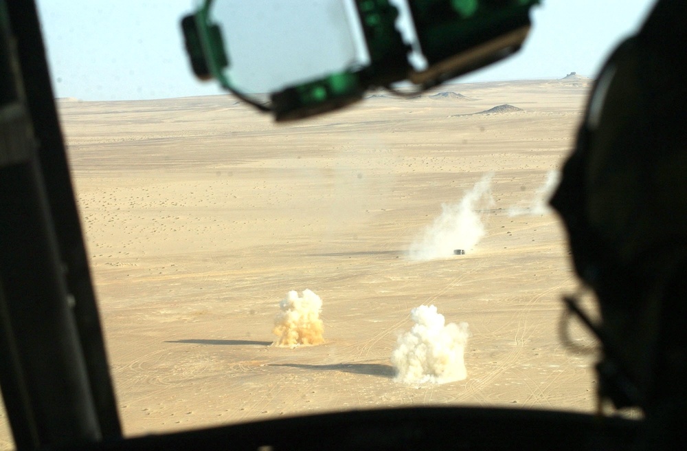 Training rockets from an H-1 Huey helicopter