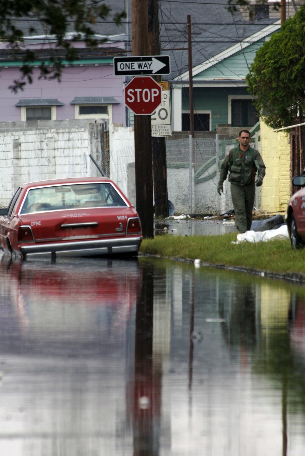 Maj. Doherty searches the streets by foot for stranded New Orleans citizens
