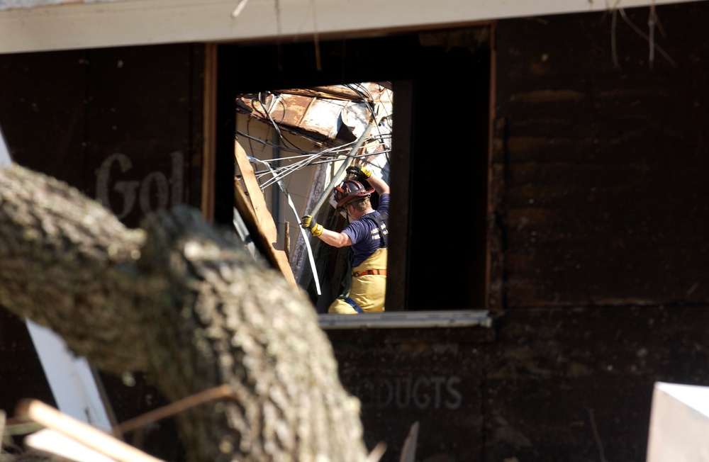 clearing debris