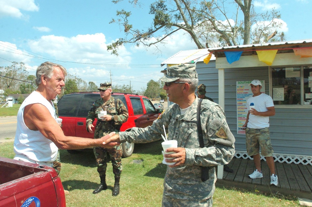 Major General Gregory J. Vadnais talks with Larry Strahan