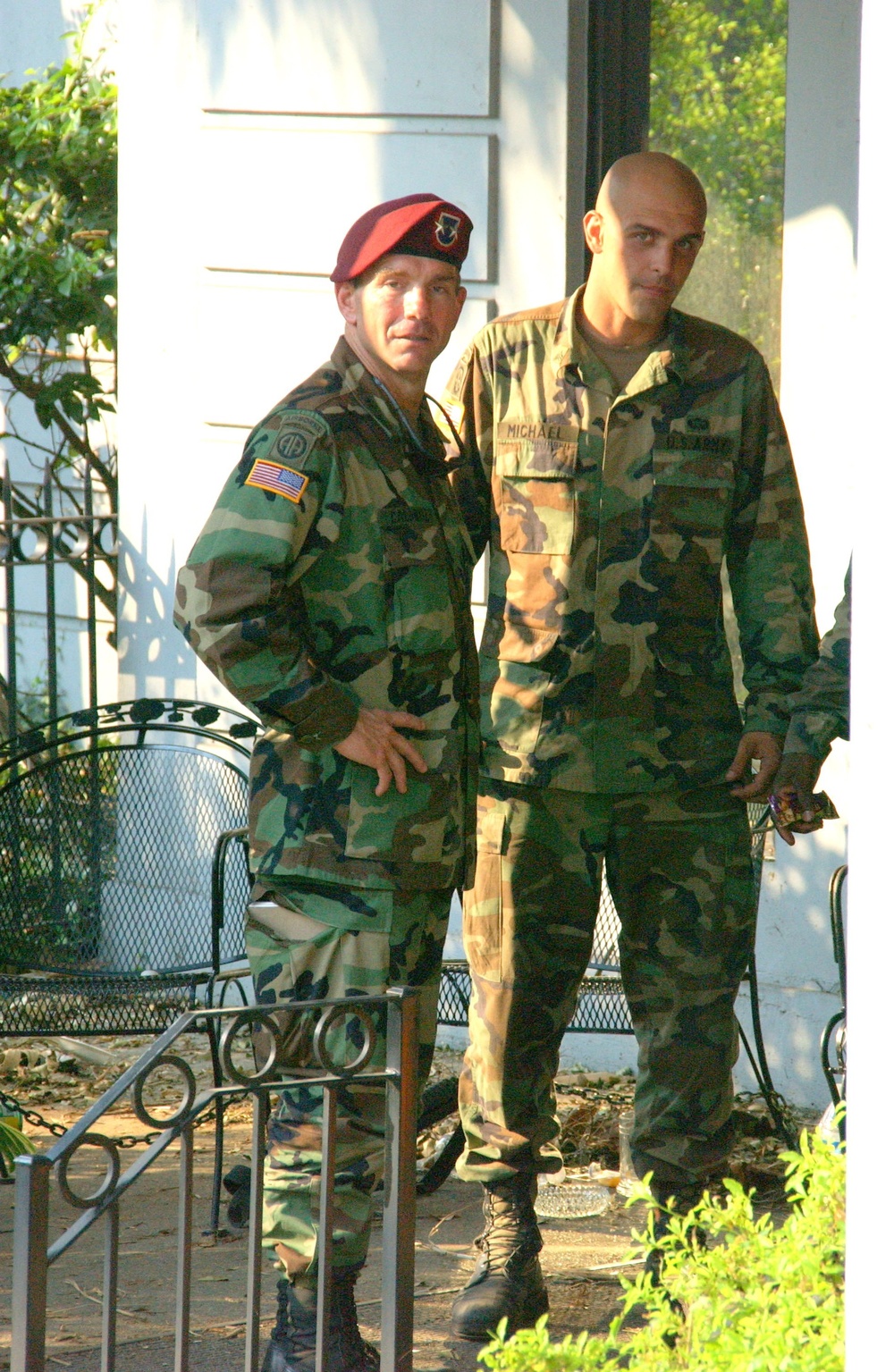 Maj. Gen. Bill Caldwell stops to talk to troops guarding the streets of dow