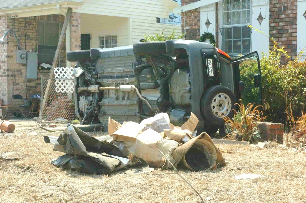 Car in front yard