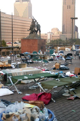 Sleeping cots set-up at the SuperDome