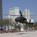 Helicopter lands on city boardwalk