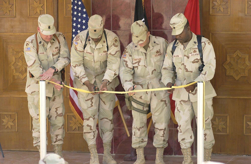 Official ribbon curring to open the Sgt. Matt Maupin Computer Lab