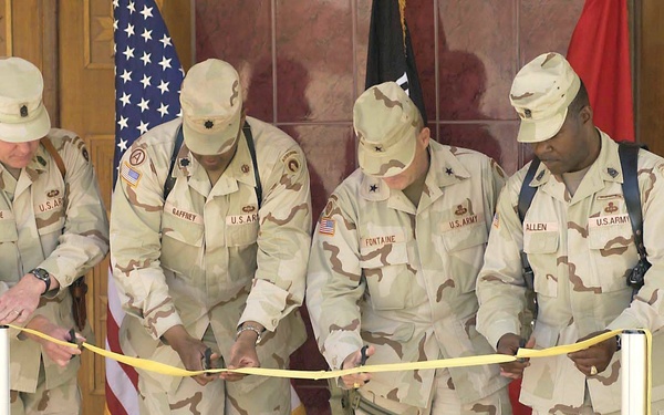 Official ribbon curring to open the Sgt. Matt Maupin Computer Lab