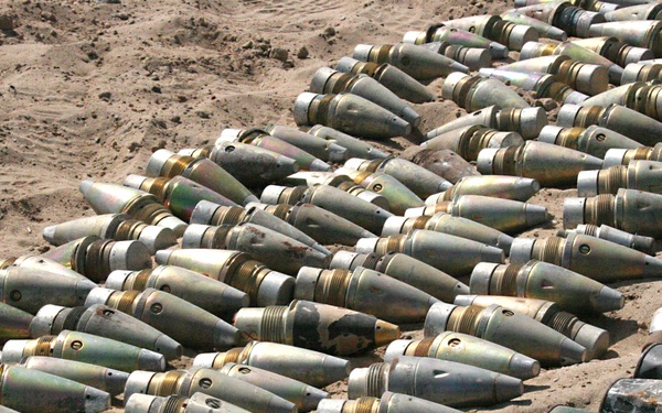 Soldiers continue to uncover munitions in a large weapons cache