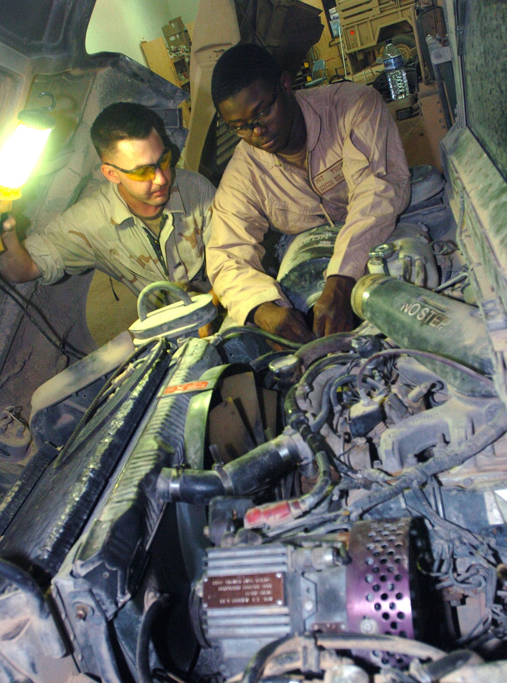 Under the hood of a humvee