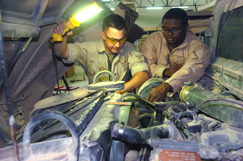 Under the hood of a humvee