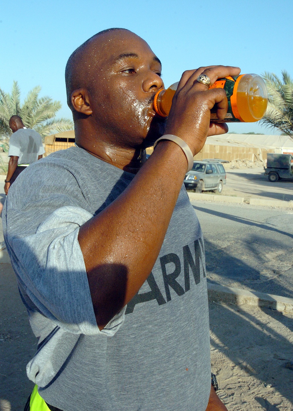 Sgt. 1st Class Shirly Payton cools off