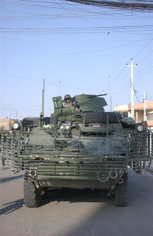 Stryker vehicle on patrol