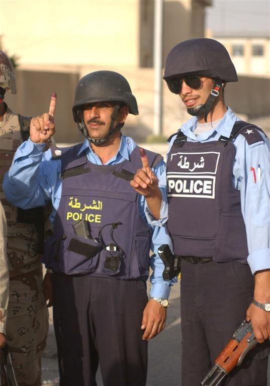 Iraqi police show that they also voted