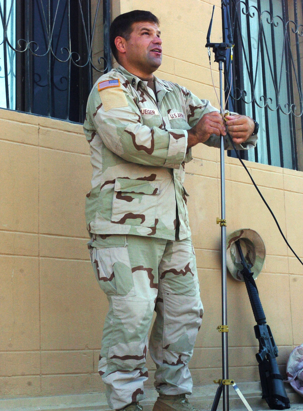 Staff Sgt. Krueger sets up the antenna to fly the TACMAV