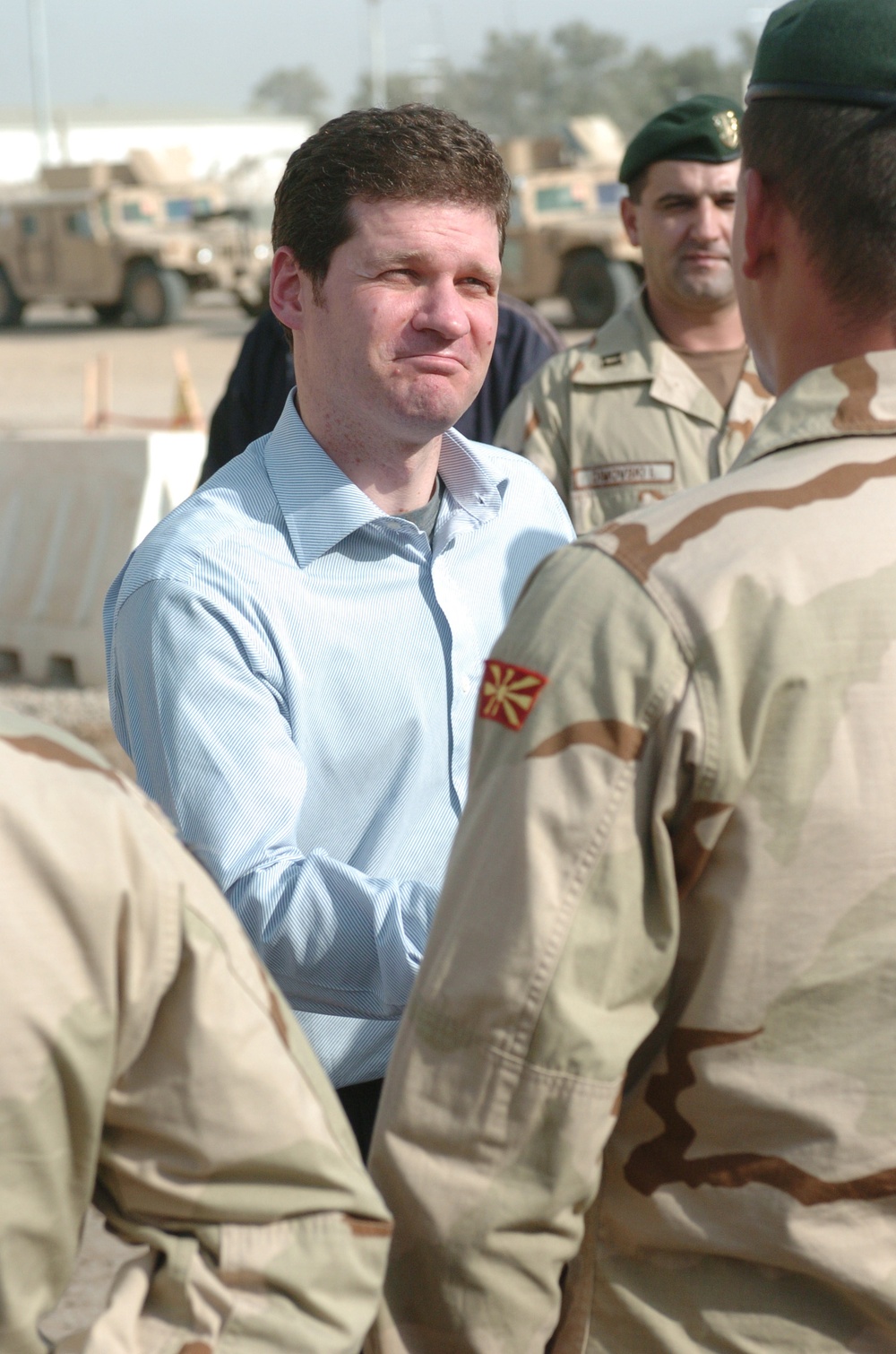 Macedonian Defense Minister Greeting Troops