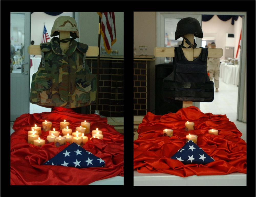 A memorial set up during the opening of the new dining facility