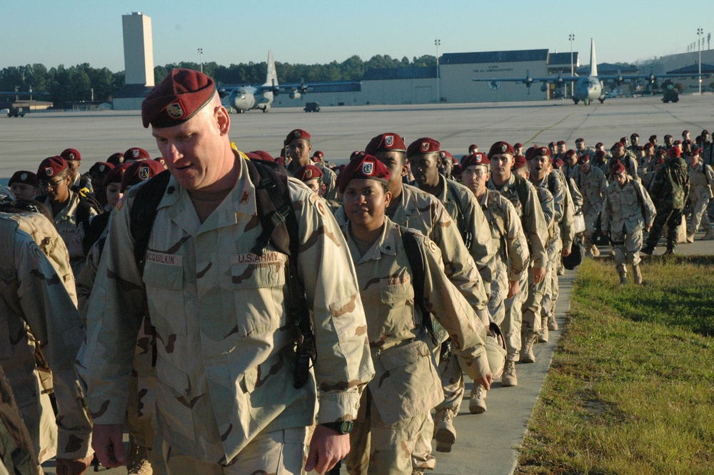 1st COSCOM Soldiers march off the flight line