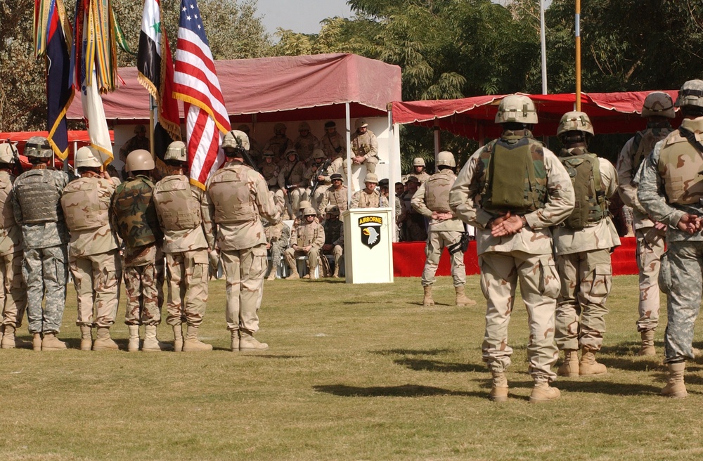 Lt. Gen. John R. Vines speaks during a transfer of authority ceremony