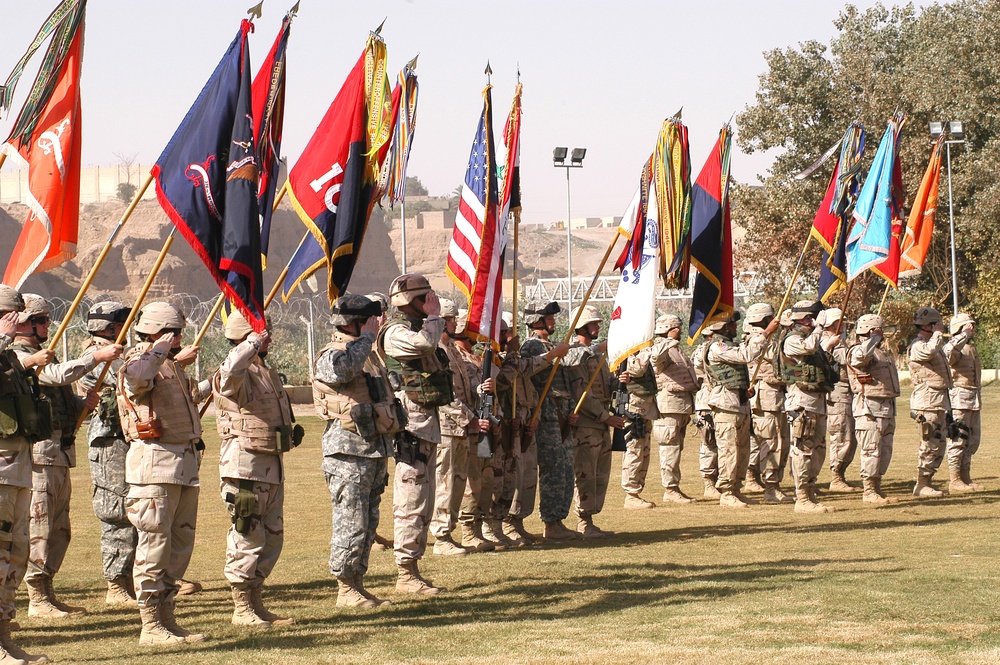 The 42nd Infantry Division's Color Guard stands at attention