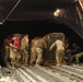 Servicemembers load supplies onto a C-17