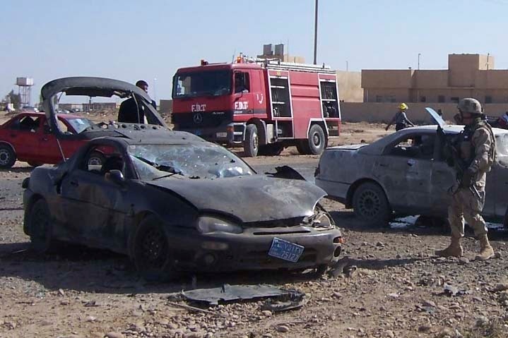 Two cars destroyed