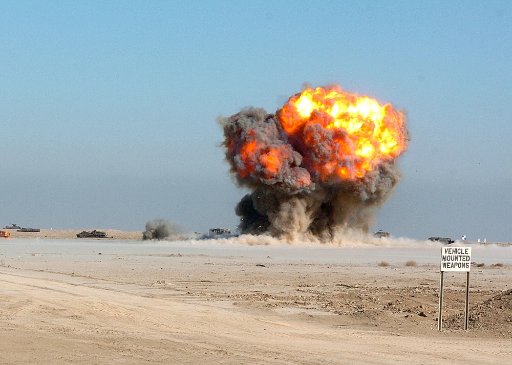 Bomb disposal team blows up munitions