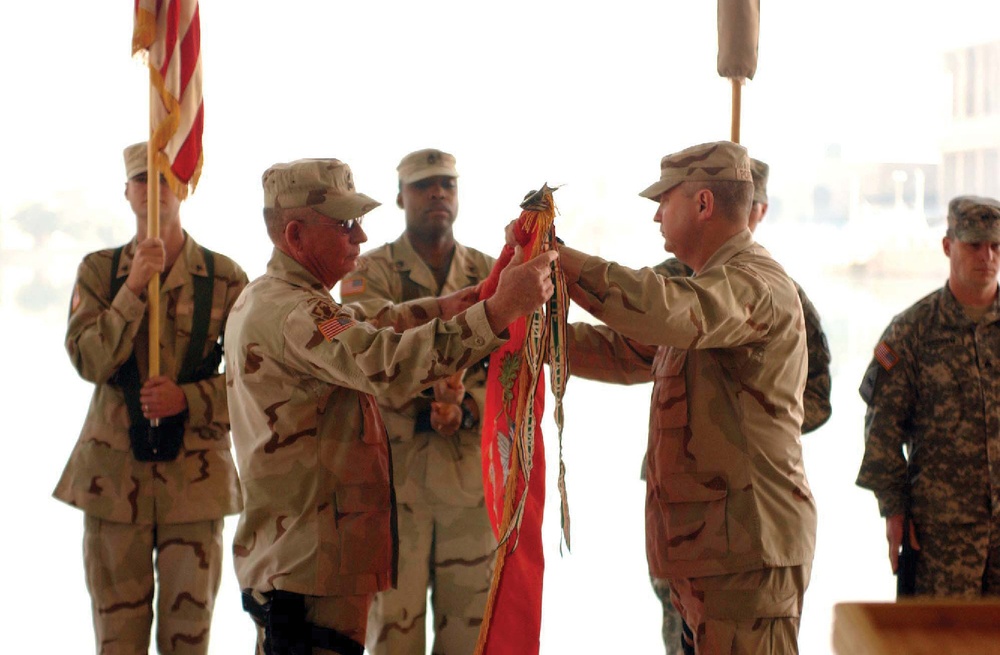 The 200th Engineer Battalion rolls up their colors