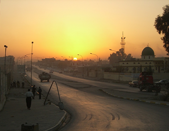 1-17 IN BN TACCP conducts mounted patrols at sunset in Mosul, Iraq