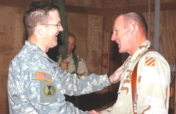 Commanders share a moment