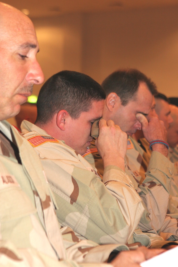 A few Soldiers shed tears during a memorial service