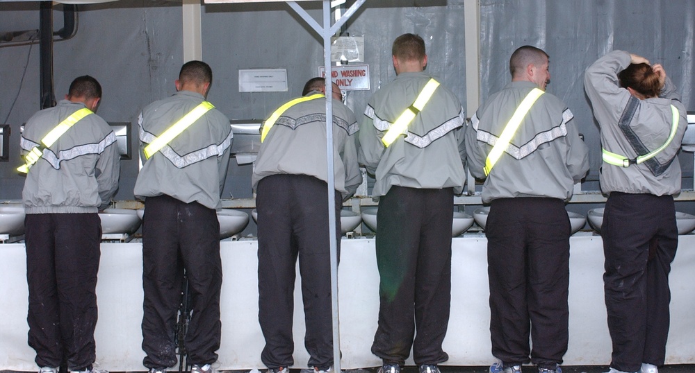 Soldiers Wash Their Hands Before Breakfast