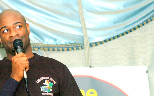 Comedian Warren B. Hall Performs for the Troops