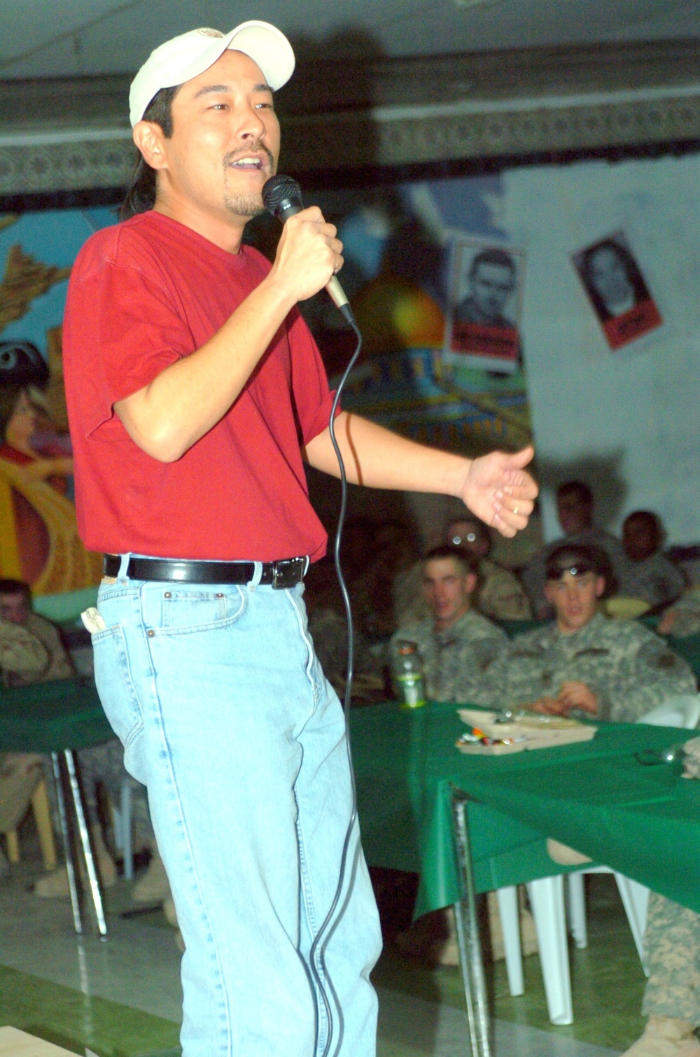 Comedian Bob Kubota Performs in Front of Troops