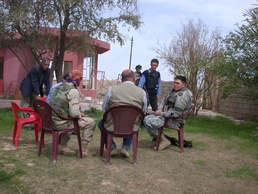 1st. Lt. Yukitoshi Murasaki talks to a village Muktar