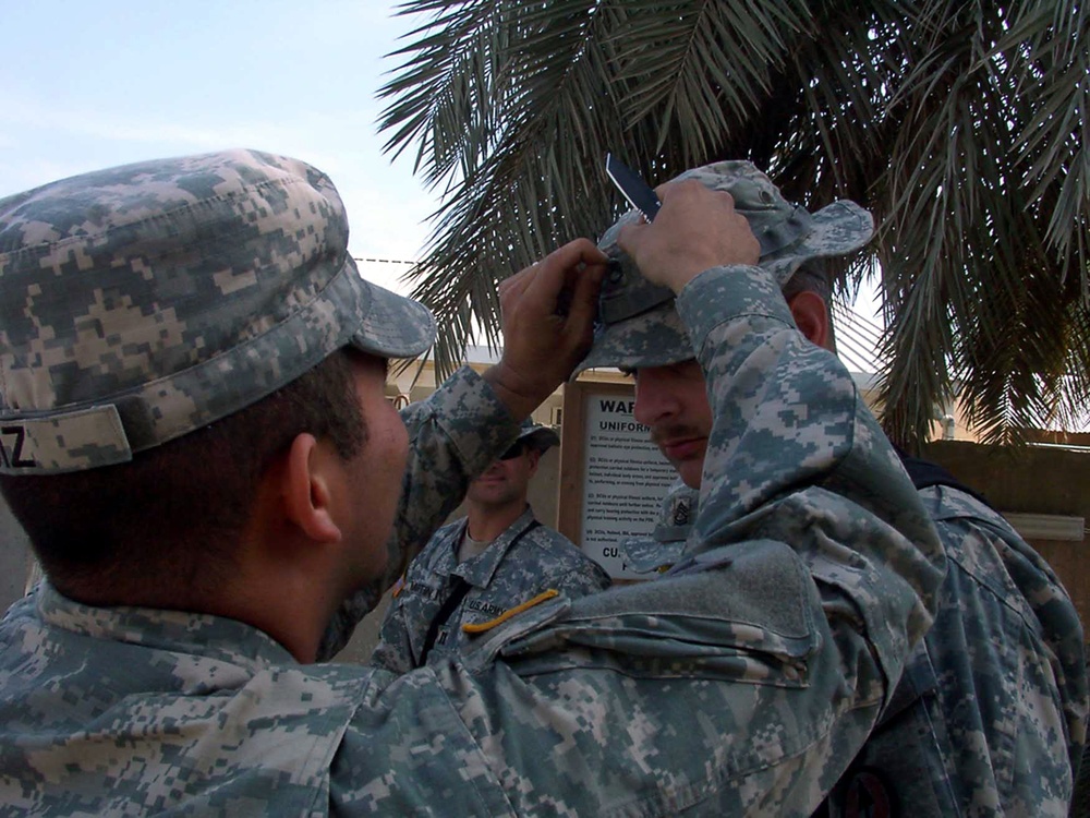 Soldier Pins Father