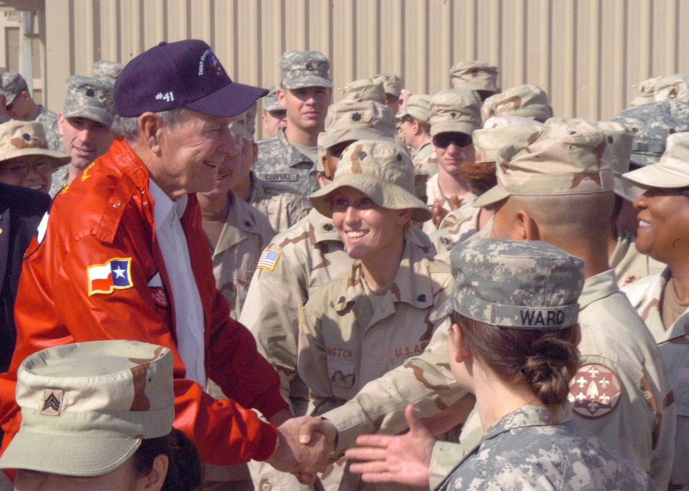 President George H.W. Bush Visits With Troops