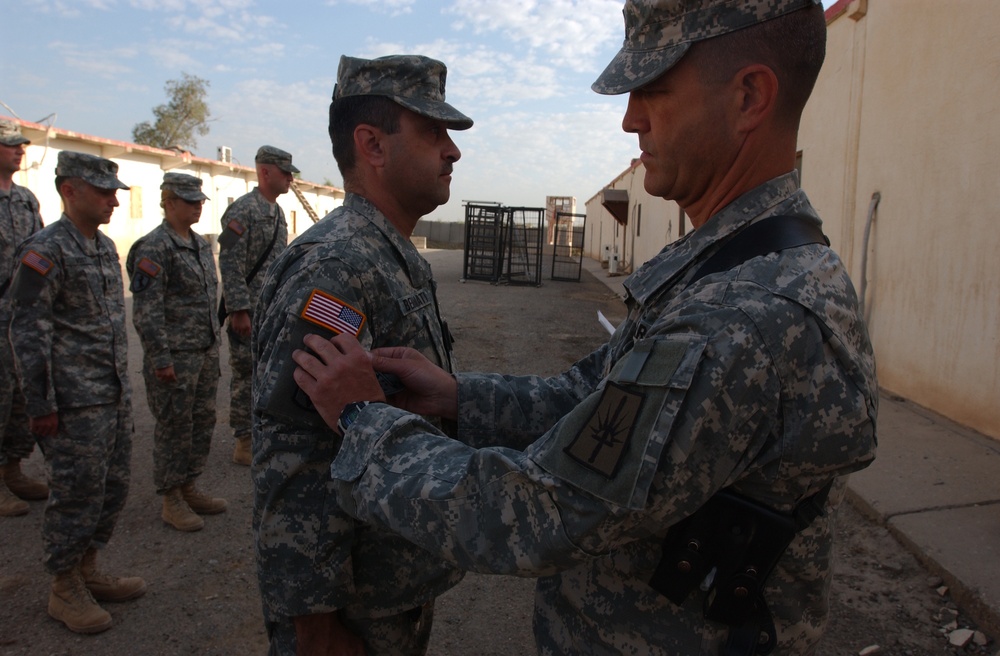 138th MPAD Soldiers receive the 172nd Stryker Brigade Combat patch