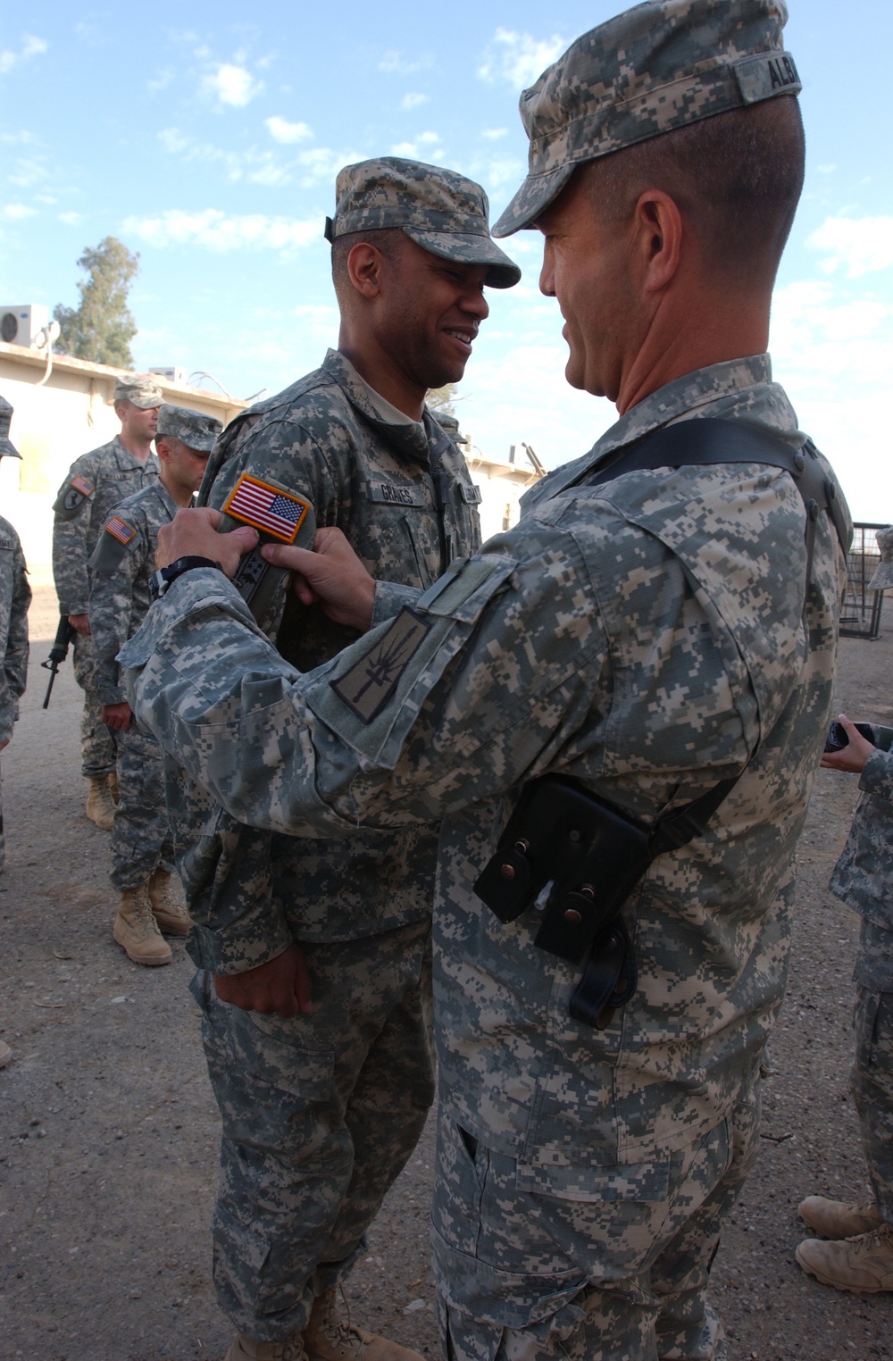 138th MPAD Soldiers receive the 172nd Stryker Brigade Combat patch