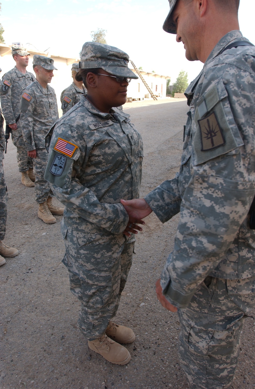 138th MPAD Soldiers receive the 172nd Stryker Brigade Combat patch